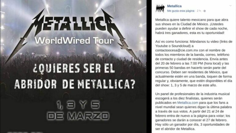 Metallica busca talento en México para sus próximos conciertos en marzo