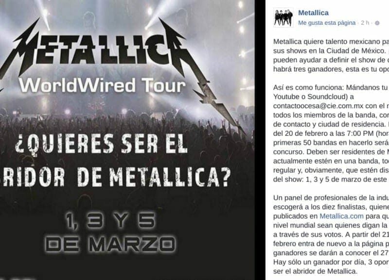 Metallica busca talento en México para sus próximos conciertos en marzo
