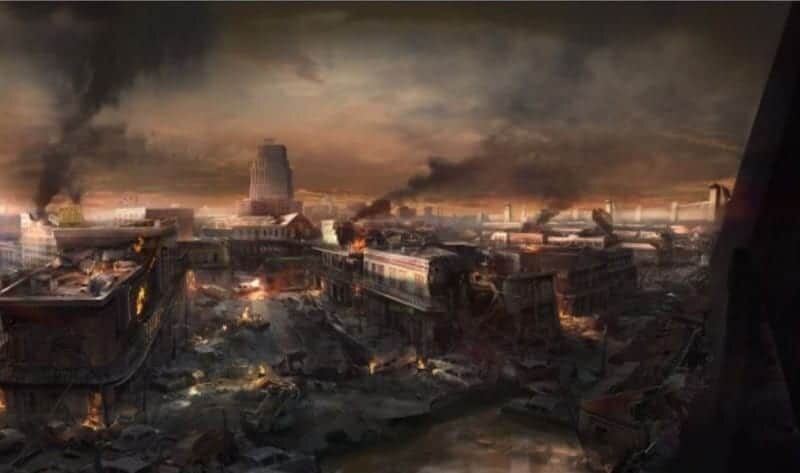 Bocetos de los escenarios del videojuego Wolfenstein II