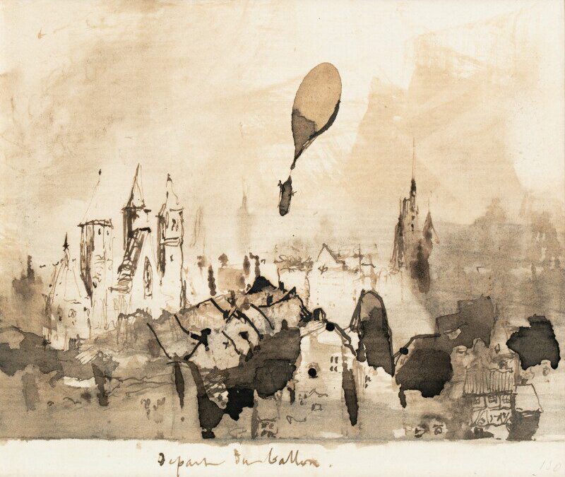 Dessin Inédit de Victor Hugo  ‘Départ du Ballon’. Sotheby&rsquo;s Paris