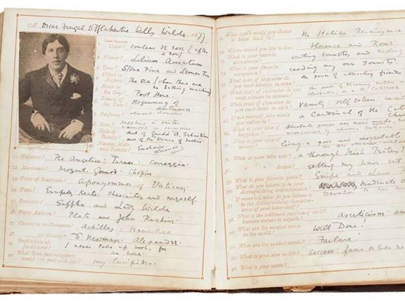 Questionnaire filled in by young Oscar Wilde to be auctioned at Sotheby’s