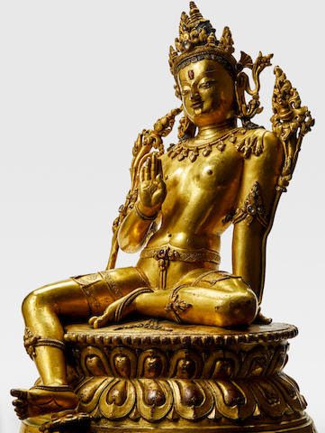 A 13th/14th Century Gilt Copper Alloy Figure Of Maitreya Is Top Lot At Bonhams New York Asia Week Sale Series