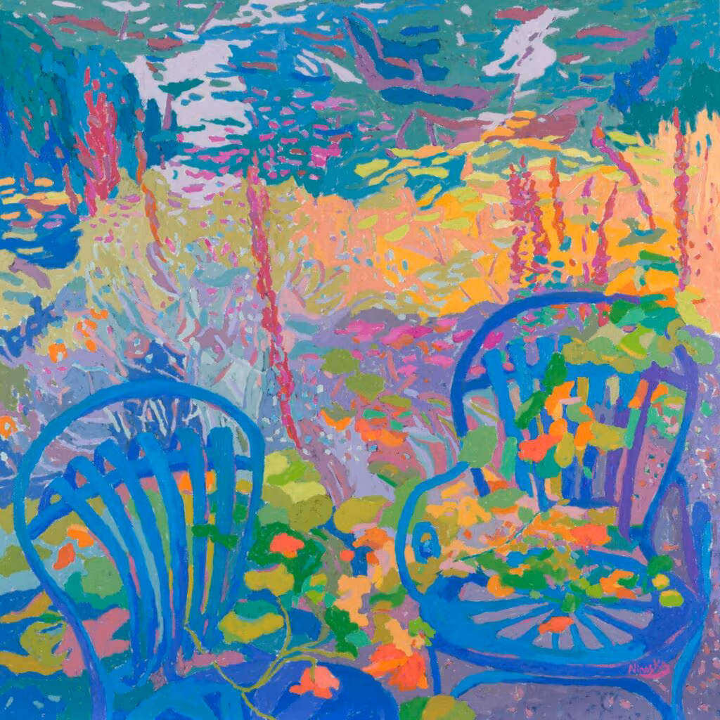 Las sillas vacías. 65 x 65 cm. óleo sobre lienzo