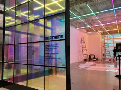 Mikala Dwyer, Ode to the ????, installation in progress, Gertrude Glasshouse, May 2021. Photo: Ian Bunyi.