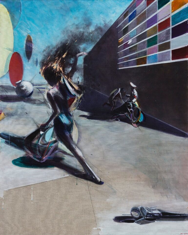 Boy Looking for Balance in the Sun by Jia Aili. Gagosian. NYC