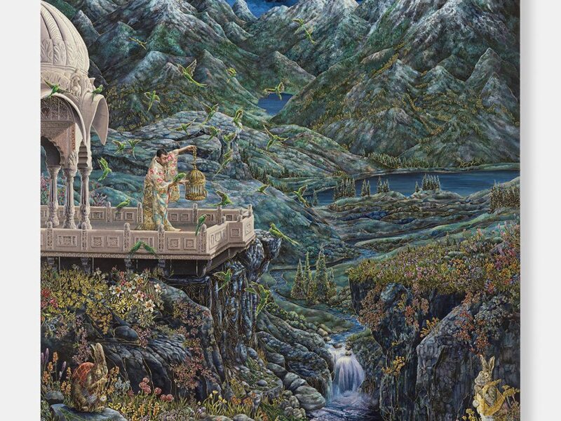 Raqib Shaw’s “Reflections Upon the Looking-Glass River”. Pace Gallery
