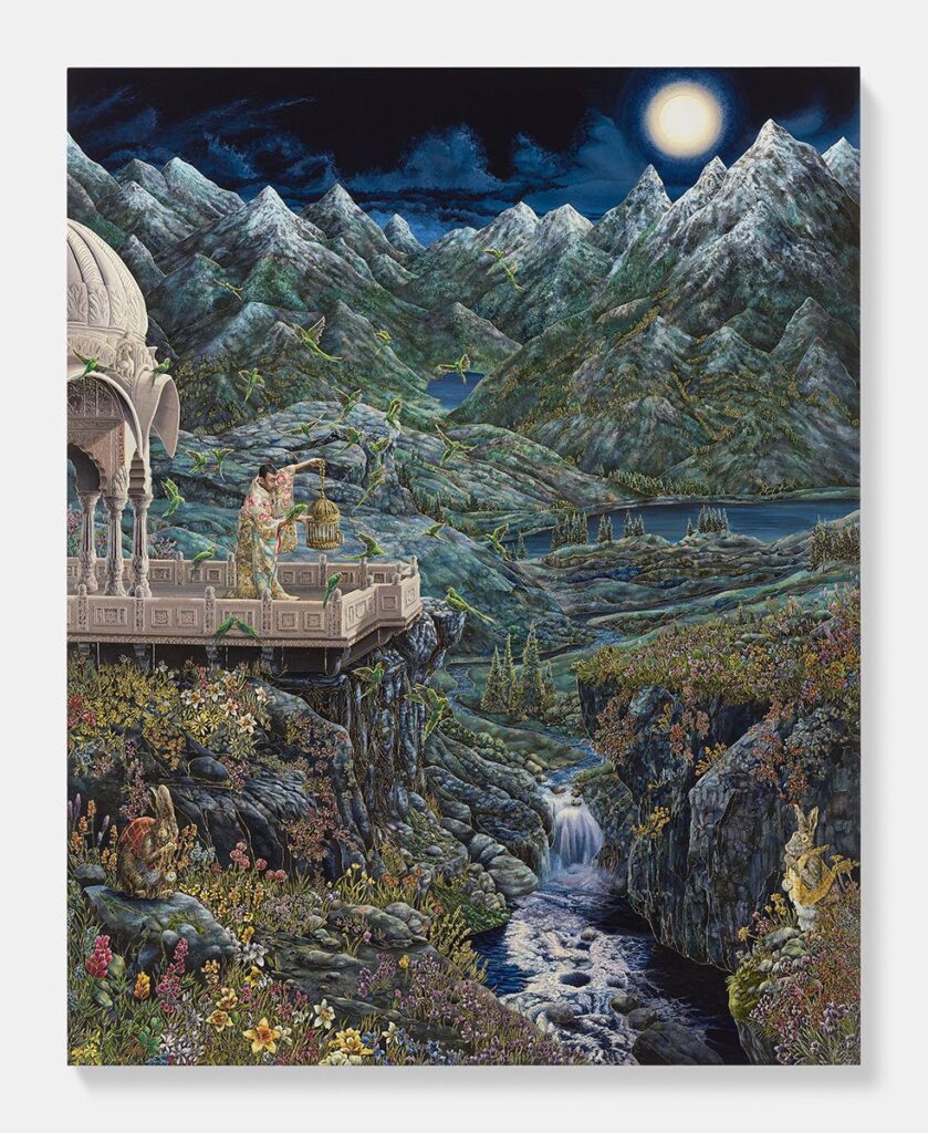Raqib Shaw’s “Reflections Upon the Looking-Glass River”. Pace Gallery