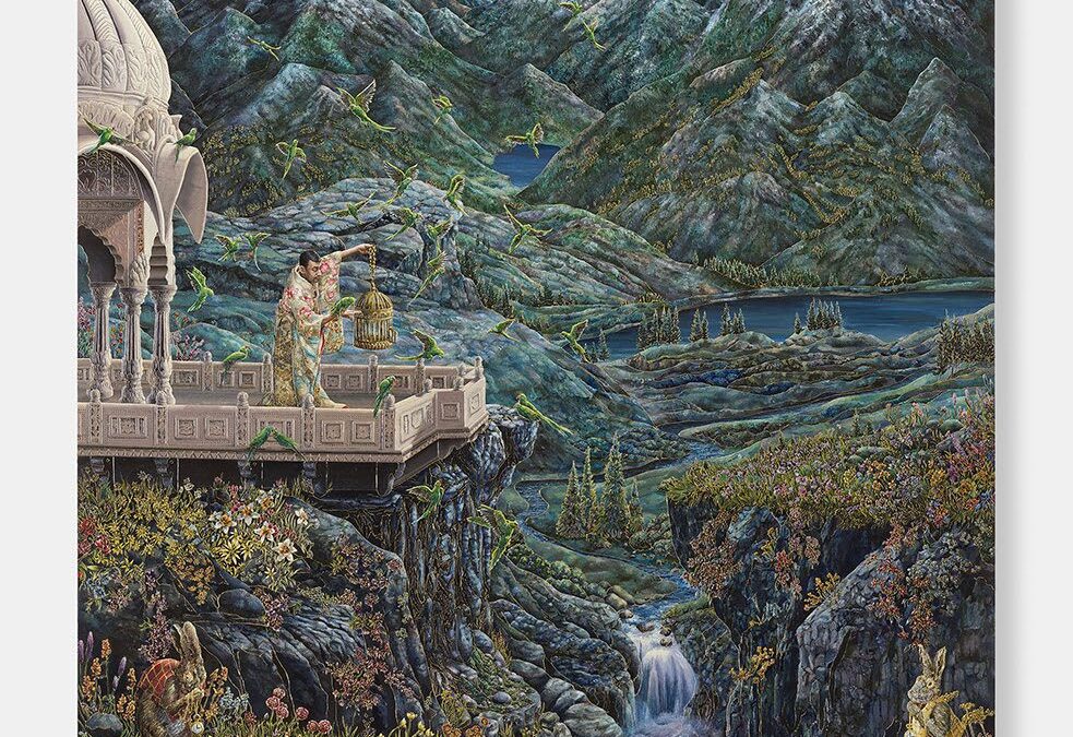 Raqib Shaw’s “Reflections Upon the Looking-Glass River”. Pace Gallery