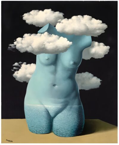 René Magritte (1898 – 1967), Torse nu dans les nuages . Oil on canvas, signed ‘Magritte’ (lower left), 28 1?2 x 24 in (71.4 x 61 cm). Painted circa 1937. Sold for $9,978,312
