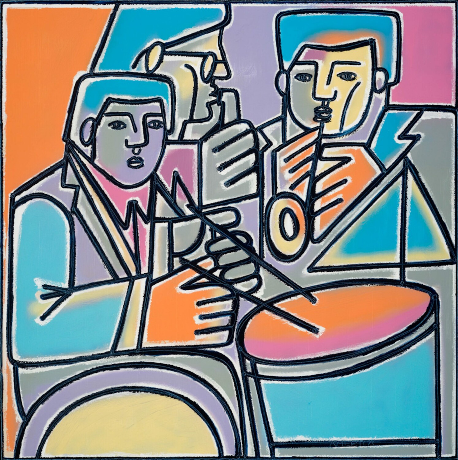 America Martin. The Warm Up. Oil + Acrylic on Canvas. 51.5 x 51.5 inches