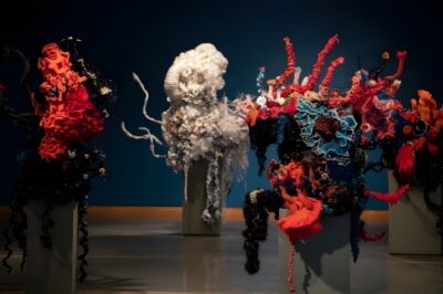 Margaret and Christine Wertheim and the Institute For Figuring. Coral Forest at Lehigh University Arts Galleries (PA). Their new commission, The Helsinki Satellite Reef, will be presented at Helsinki Biennial 2020. Photo courtesy LUAG by Stephanie Veto.