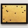 Gabriel Dawe, Missing No. 3, 2019, 24 karat gold on puzzle in artist frame, 13h x 18w in, image courtesy of the artist and Talley Dunn Gallery