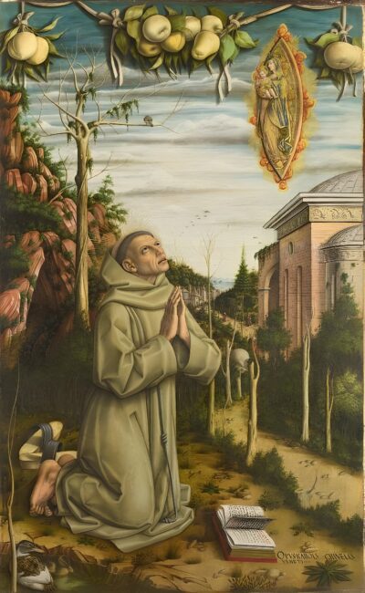 Carlo Crivelli, The Vision of the Blessed Gabriele (c. 1489) Egg and oil on poplar, 141 x 87 cm © The National Gallery, London. NG668