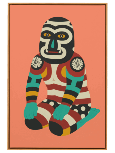 Prodip, Peyote ceremony, 2021, Acrylic on canvas, 60.5 by 91 cm; 64 by 94.5 cm