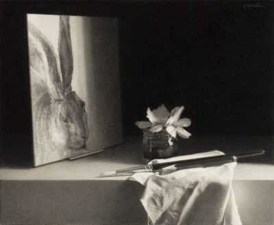 Josep Santilari, D. the watercolorist, 2018-2019, pencil on cardboard, 23 x 28cm (image courtesy of Stuart Lochhead Gallery, 2022)