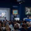 Sotheby's Chairman and Auctioneer Oliver Barker fields bids in Sotheby’s Modern Evening Sale