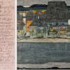 Egon Schiele, Carta a Edith, junio de 1915. Colección Anne-Marie Springer. / Egon Schiele, Casas junto al río. La ciudad vieja, 1914. Museo Nacional Thyssen-Bornemisza.
