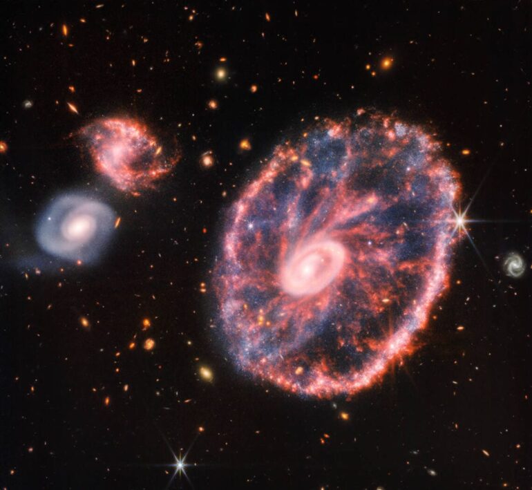 Webb Captures Stellar Gymnastics in The Cartwheel Galaxy