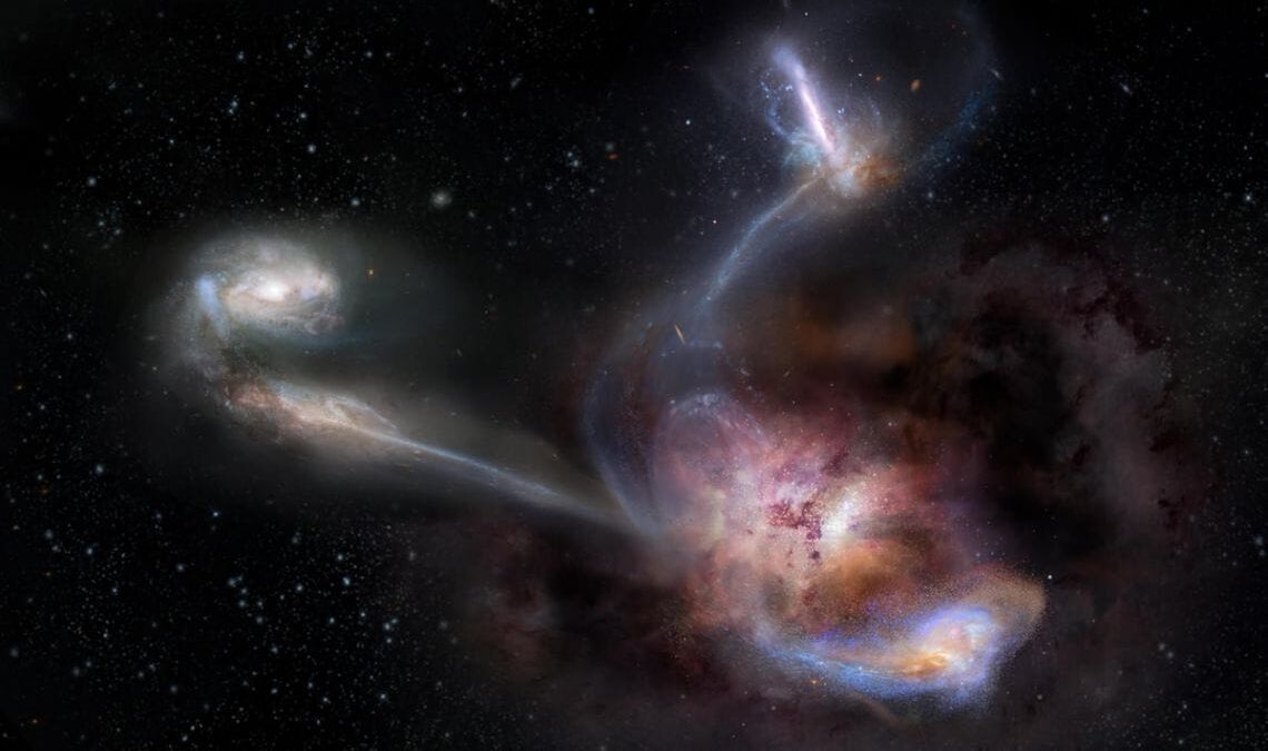 W2246-0526, la más luminosa de las galaxias conocidas, está devorando a sus vecinos