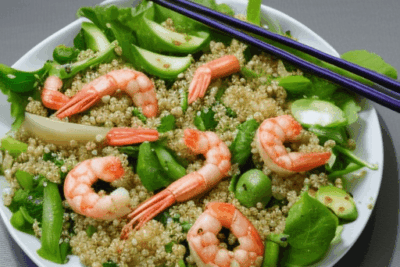 Salade asiatique de quinoa et de crevettes, Recette du jour