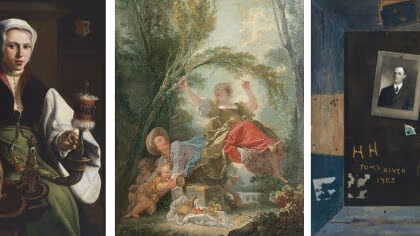 Maerten van Heemskerck, Retrato de una dama hilando (hacia 1531 ); Jean-Honoré Fragonard, El columpio (hacia 1750-1752); John Frederick Peto, Toms River (1905)