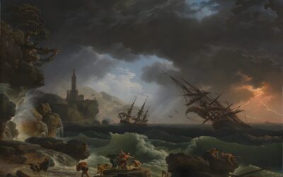 Primary school children create art inspired by Vernet’s Stormy Seas, in Take One Picture’s 28th year. The National Gallery. London