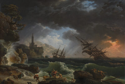 Primary school children create art inspired by Vernet’s Stormy Seas, in Take One Picture’s 28th year. The National Gallery. London