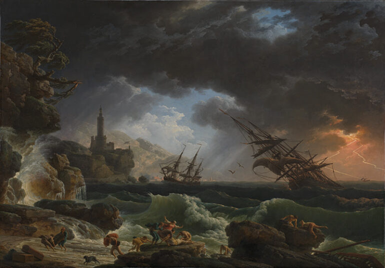 Primary school children create art inspired by Vernet’s Stormy Seas, in Take One Picture’s 28th year. The National Gallery. London