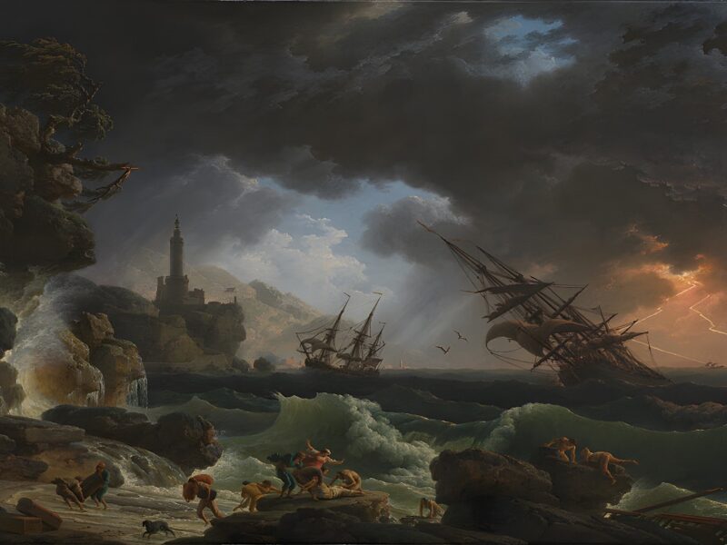 Primary school children create art inspired by Vernet’s Stormy Seas, in Take One Picture’s 28th year. The National Gallery. London