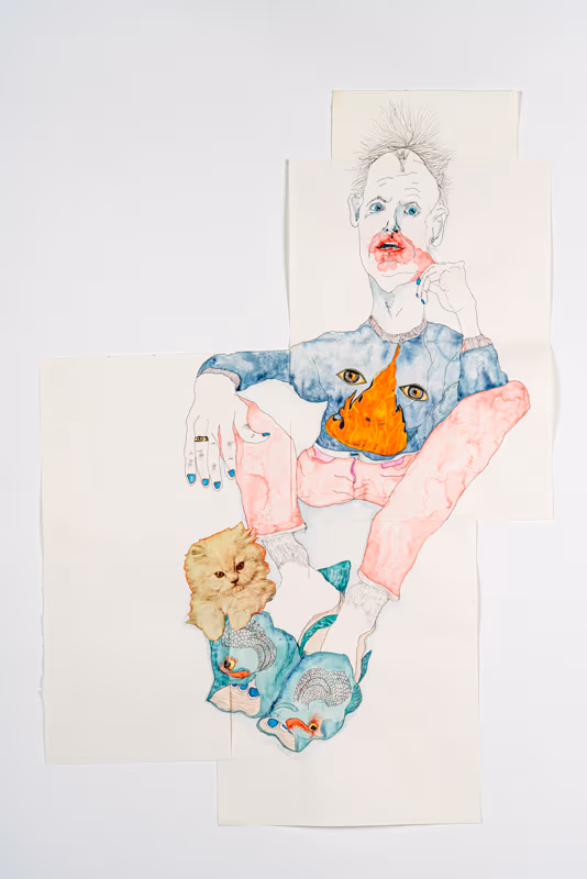 Marie Losier Gloopie au paradis (Ben Russell), 2023 aquarelle et crayon sur papier aquarelle 57,5 x 82,5 cm