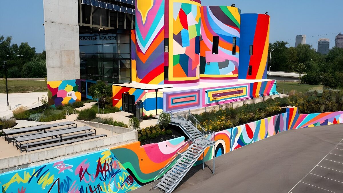 New Monumental Public Art Installation by Artist Sarah Cain | Orange Barrel Media | Columbus, Ohio