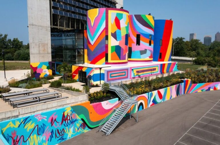 New Monumental Public Art Installation by Artist Sarah Cain | Orange Barrel Media | Columbus, Ohio