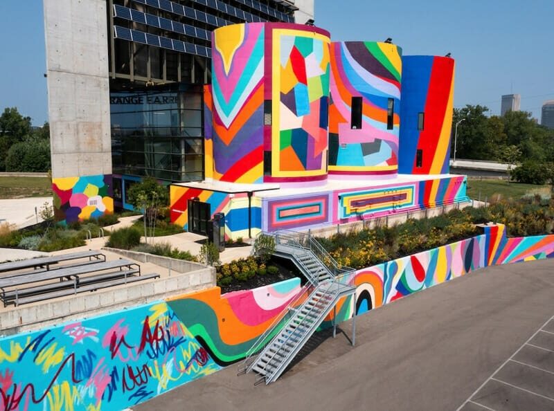 New Monumental Public Art Installation by Artist Sarah Cain | Orange Barrel Media | Columbus, Ohio