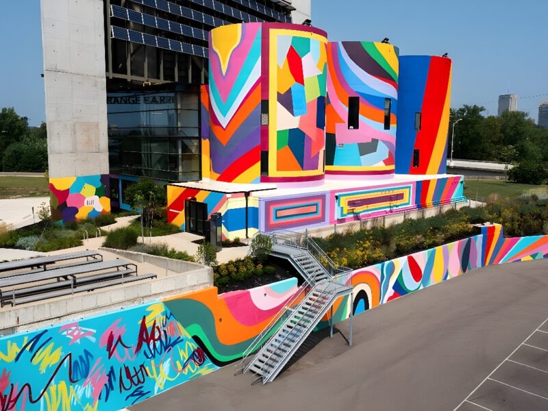 New Monumental Public Art Installation by Artist Sarah Cain | Orange Barrel Media | Columbus, Ohio