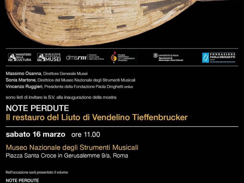 NOTE PERDUTE // Inaugurazione sabato 16 marzo ore 11.00 // Museo Nazionale degli Strumenti Musicali