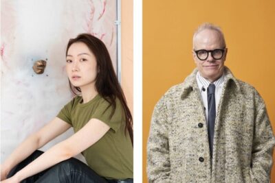 Portrait of Xin Liu, photo by Wenxuan Wang. Portrait of Hans Ulrich Obrist, photo by Elias Hassos.