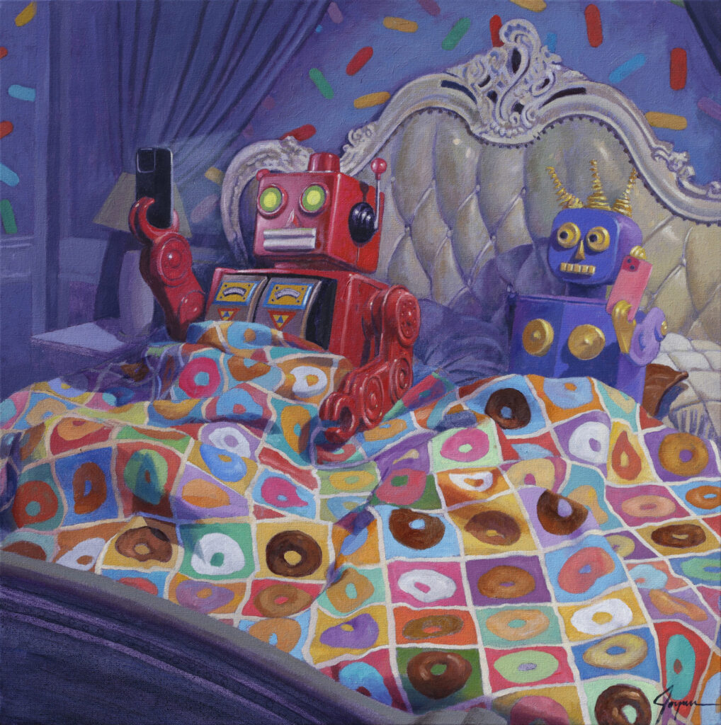 'The Scrollers' (oil on canvas, 24 in x 24 in)