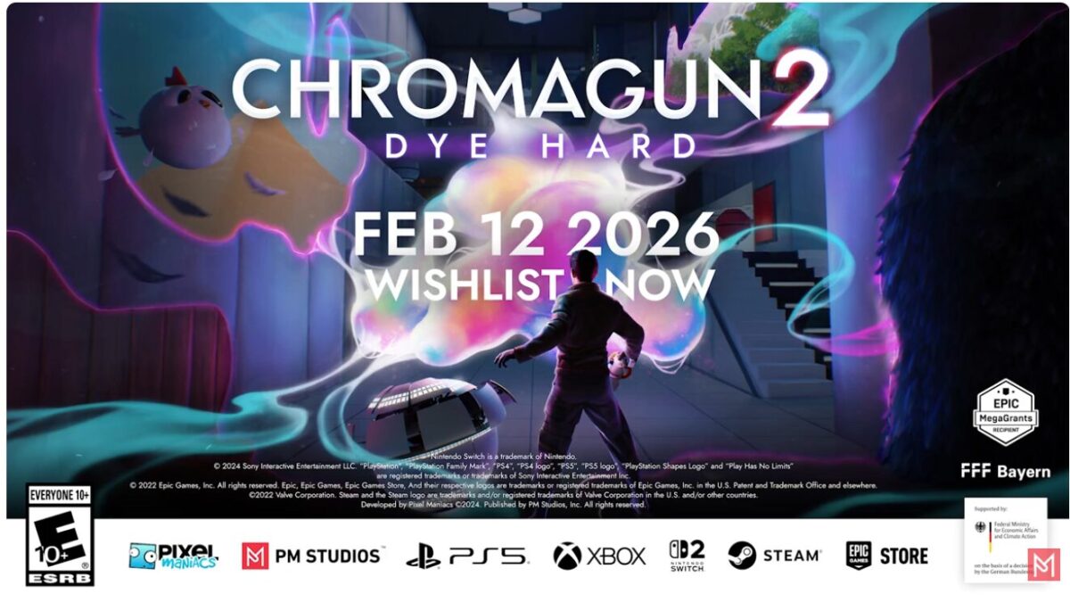 Pixel Maniacs와 PM Studios, 색상 기반 퍼즐 게임 ChromaGun 2: Dye Hard 발표