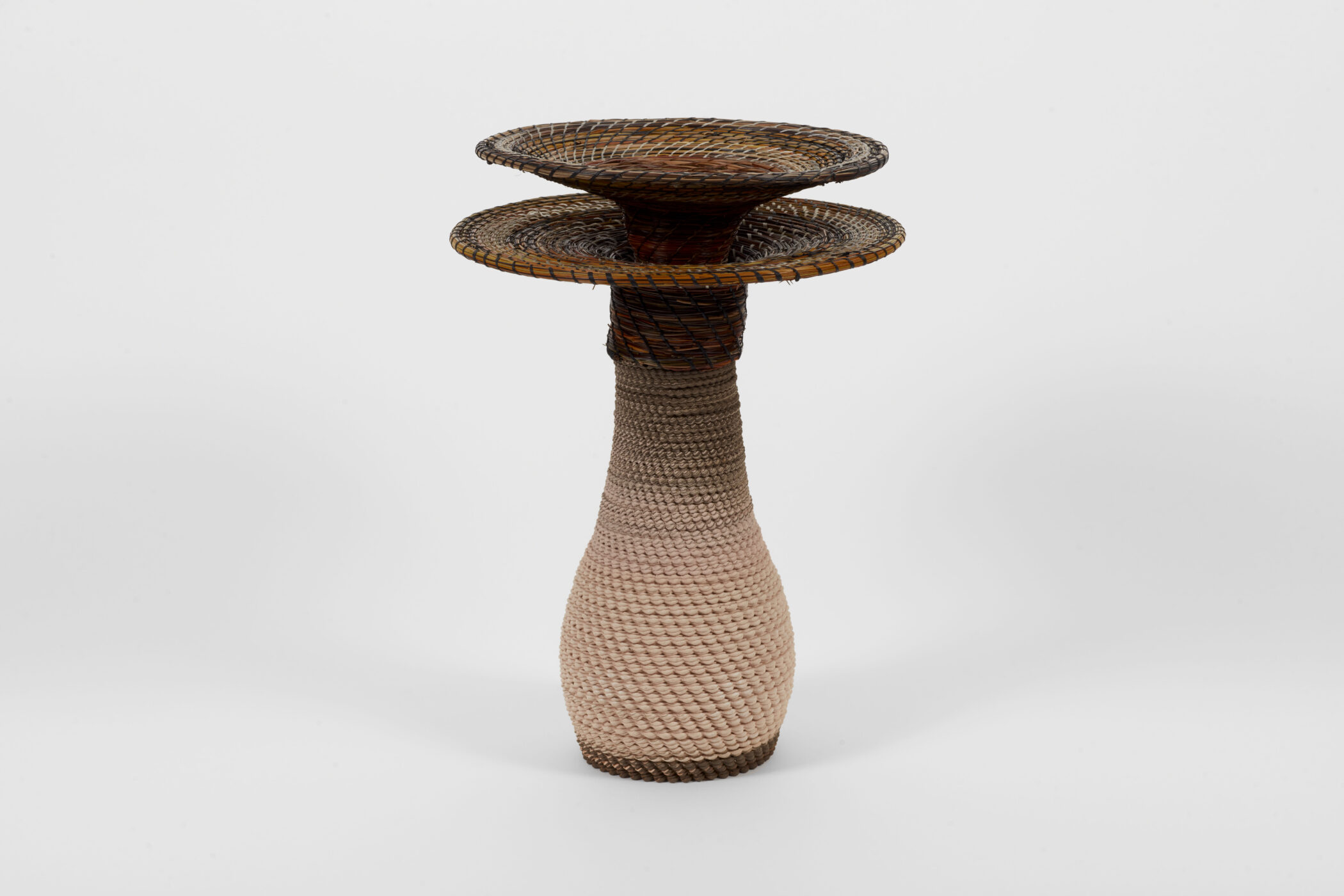 Sarah Rosalena
Terrapine, 2024
Pine needles, waxed thread, and stoneware
18.5h x 14w x 14d inches
47h x 35.6w x 35.6d cm