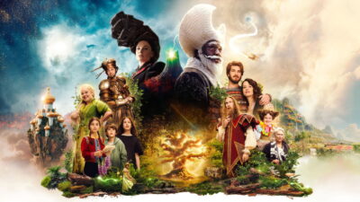 Still from The Magic Faraway Tree, Ben Gregor's feature adaptation of Enid Blyton's fantasy series, showing the magical tree that the Thompson children discover in the woods behind their new countryside house