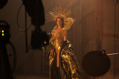 Backdrop still from David Lowery's Mother Mary, the pop-star reunion drama with Anne Hathaway and Michaela Coel.