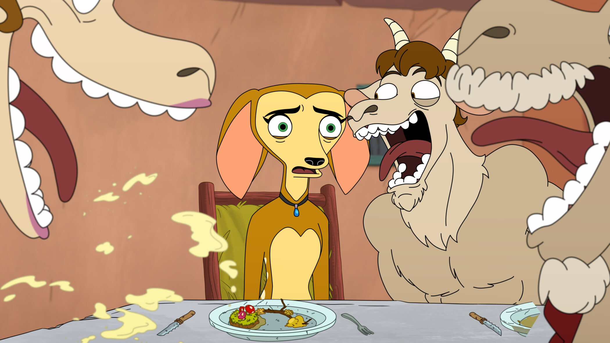 Beck Bennett as Arnold and June Diane Raphael as Fawn in Mating Season Season 1