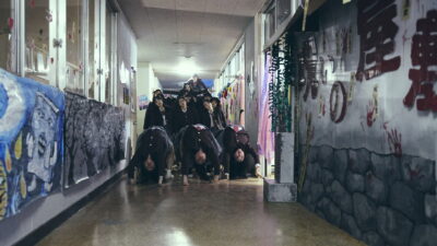 Still from NEW GROUP, Yûta Shimotsu's sophomore Japanese horror feature with Anna Yamada and Yuzu Aoki as the two students left to refuse the schoolyard human pyramid