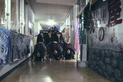 Still from NEW GROUP, Yûta Shimotsu's sophomore Japanese horror feature with Anna Yamada and Yuzu Aoki as the two students left to refuse the schoolyard human pyramid