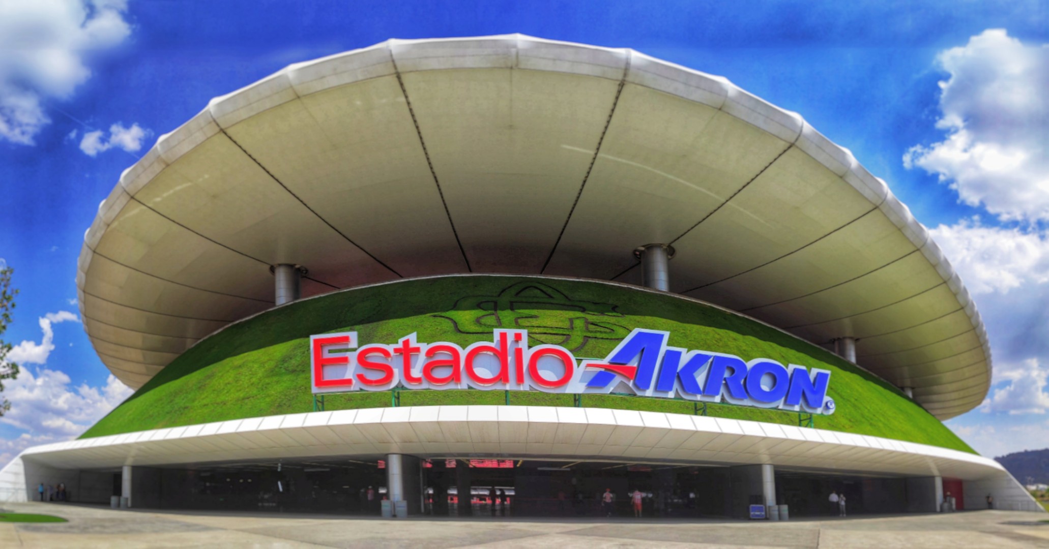Exterior aerial view of Estadio Akron in Zapopan, Guadalajara, Mexico