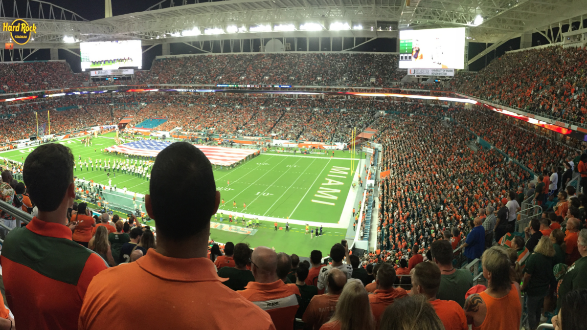 Wide-angle view of Hard Rock Stadium seating bowl