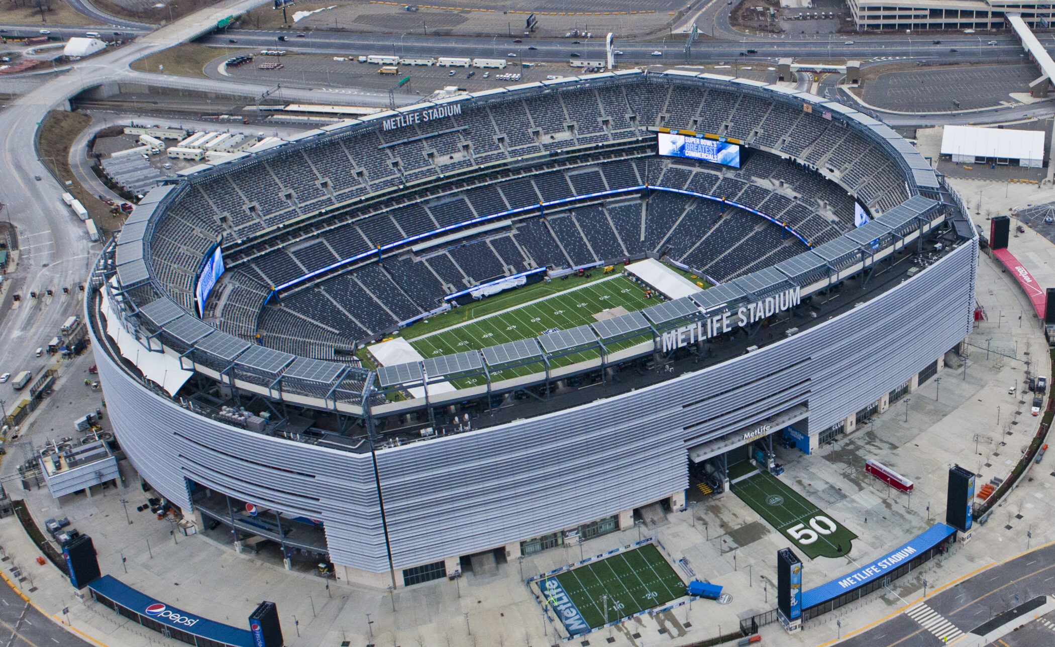 Aerial view of MetLife Stadium in East Rutherford, New Jersey