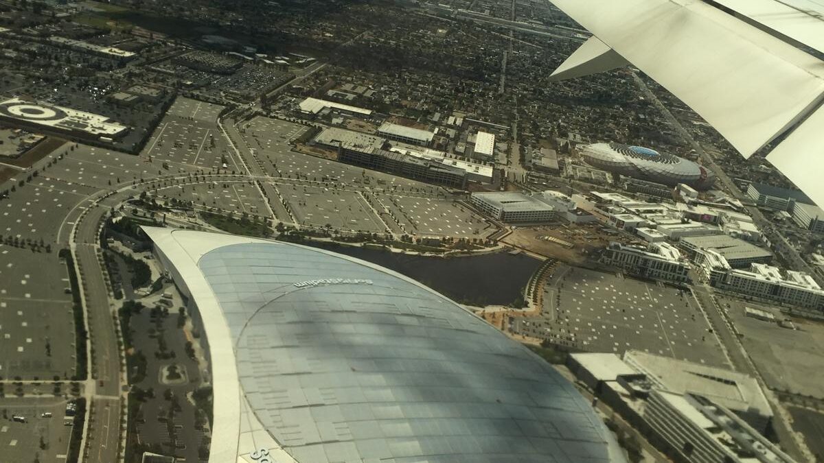 Aerial view of SoFi Stadium in Inglewood, California