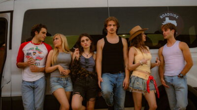 The festival-bound cast of Kristian McKay's horror thriller Kill Trip leans against a roadside van in Texas.