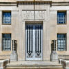 Entrance to the United States Department of Justice building in Washington, D.C.